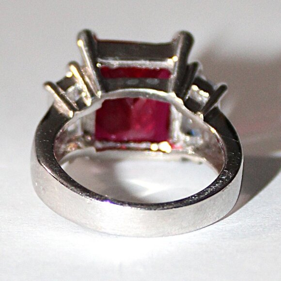 Sterling Silver Lab Created Ruby Ring - Picture 3 of 7